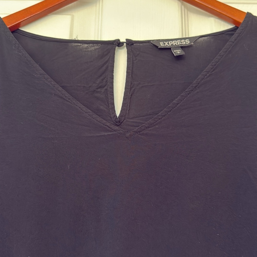 Express Black Bell Sleeve V Neck Blouse - Picture 3 of 11